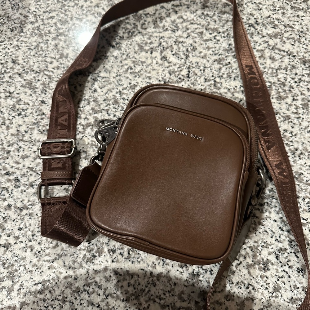 Montana West Brown Leather Crossbody Bag